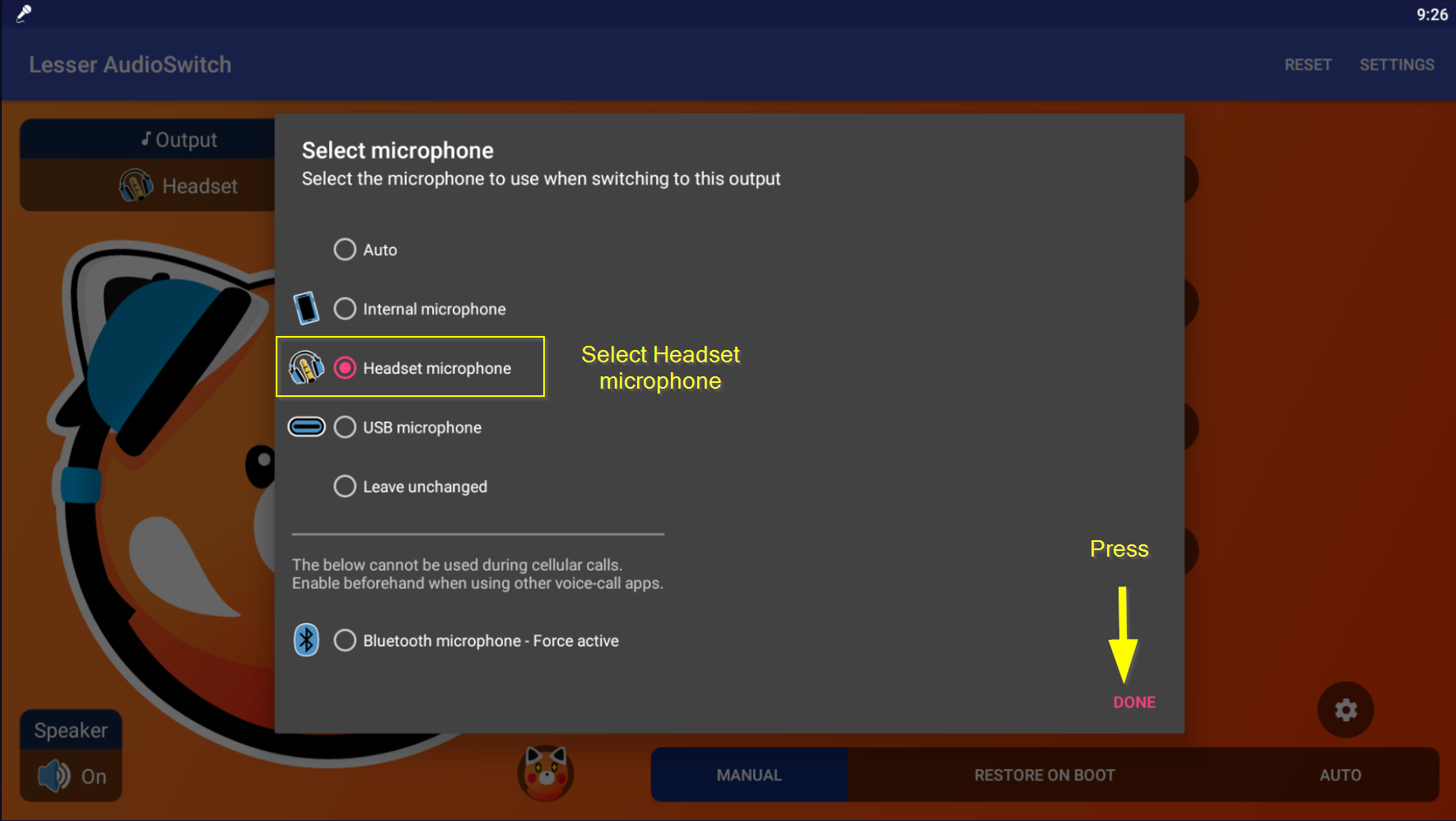 Lesser audioswitch configure headphones input